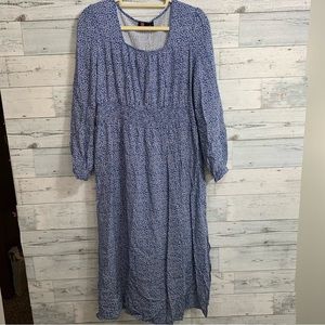 Kancy Kole MIDI Dress Long Sleeve Floral Cottage Core cinched waist size XL